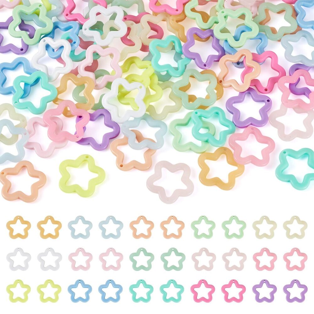 8437 75 Pcs Acrylic Hollow Star Charms Star Dangle Pendants Acrylic Hollow